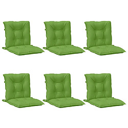 Acheter vidaXL Coussins de chaise à dossier bas lot de 6 vert mélangé tissu