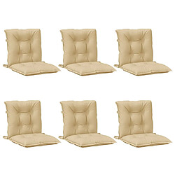 Acheter vidaXL Coussins de chaise à dossier bas lot de 6 beige mélangé tissu