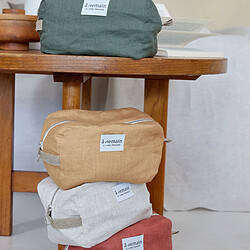 Avis A Demain Trousse de toilette imprimée en lin, LIN NATUREL