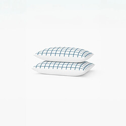 A Demain Lot de 2 taies d’oreiller imprimées en percale de coton bio, LE CARREAU