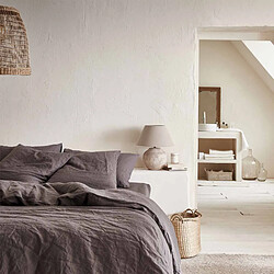 A Demain Housse de couette unie en lin, BASALTE