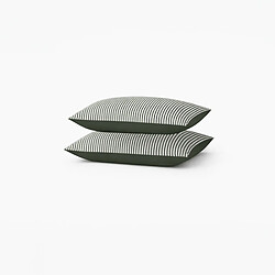 A Demain Lot de 2 taies d’oreiller imprimées en percale de coton bio, LA FINE RAYURE