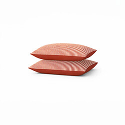 A Demain Lot de 2 taies d’oreiller imprimées en percale de coton bio, LA FINE RAYURE