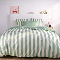 A Demain Lot de 2 taies d’oreiller imprimées en percale de coton bio, LA LARGE RAYURE