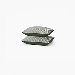 A Demain Lot de 2 taies d’oreiller imprimées en percale de coton bio, LA FINE RAYURE