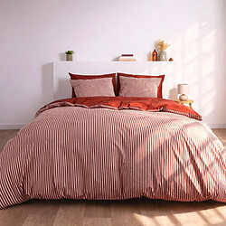 A Demain Lot de 2 taies d’oreiller imprimées en percale de coton bio, LA FINE RAYURE