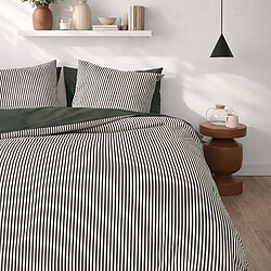 A Demain Lot de 2 taies d’oreiller imprimées en percale de coton bio, LA FINE RAYURE