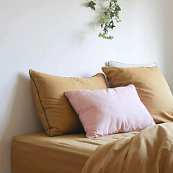 Avis A demain Drap housse en Satin de coton - 180 x 200 cm - Ocre