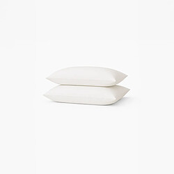 A Demain Lot de 2 taies d’oreiller unies en percale de coton bio, LES ESSENTIELS