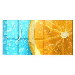 Tulup Horloge Murale Verre - 60x30 cm - Orange - Aiguilles blanches