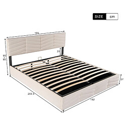 Acheter KOMHTOM Lit hydraulique 180x200 cm, tête réglable, sommier lattes inclus, velours beige