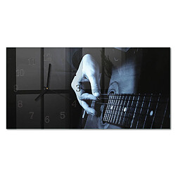 Tulup Horloge Murale Verre - 60x30 cm - Guitariste - Aiguilles noires