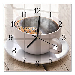 Tulup Horloge murale en verre - Noir Horloge Rectangulaire En Verre - Café - Silencieuse de Salon Cuisine