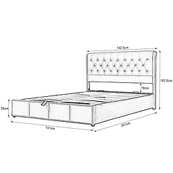 Acheter KOMHTOM Lit rembourré coton lin 140x200, coffre hydraulique, clous décoratifs, sans matelas