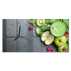 Tulup Horloge En Verre - 60x30 cm - Smoothie Aux Fruits - Aiguilles noires