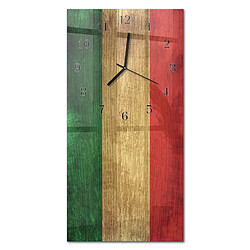 Tulup Pendule Murale Carrée - 30x60 cm - drapeau italien - Aiguilles noires