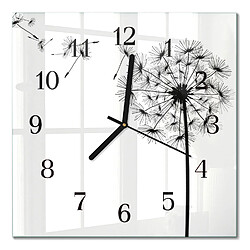 Tulup Horloge murale verre Pissenlit - Noir Pendule Rectangulaire En Verre - Pissenlit - Modernes Design