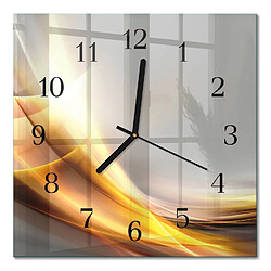 Tulup Horloge murale verre trempé - Noir Pendule Rectangulaire En Verre - Abstraction - Déco pour Salon Chambre Bureau Cuisine