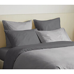 Avis Coton Pur Pack complet 6 pièces Gris/Anthracite réversible housse de couette pour lit 180 x 200 cm "K