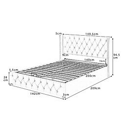 Acheter KOMHTOM Lit Chesterfield 140x200 cm, tête capitonnée 94,5 cm, rangement hydraulique,velours beige