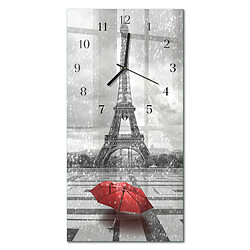 Tulup Pendule Murale Carrée - 30x60 cm - Tour Eiffel - Aiguilles noires