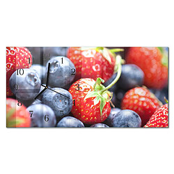 Tulup Pendule Murale Rectangulaire - 60x30 cm - Fruits Des Bois - Aiguilles noires