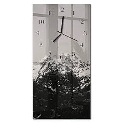 Tulup Pendule Murale Carrée - 30x60 cm - Montagnes - Aiguilles noires