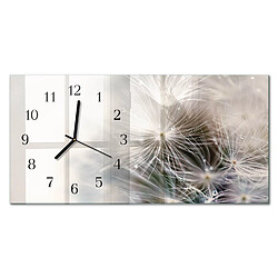 Tulup Horloge En Verre - 60x30 cm - Pissenlit - Aiguilles noires