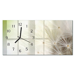 Tulup Horloge En Verre - 60x30 cm - Pissenlit - Aiguilles noires