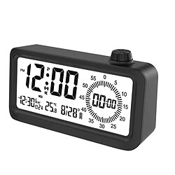 INF Réveil Intelligent Rechargeable avec Écran LCD, Veilleuse et Compte à Rebours Black