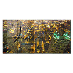 Tulup Pendule Murale Rectangulaire - 60x30 cm - La Ville La Nuit - Aiguilles noires