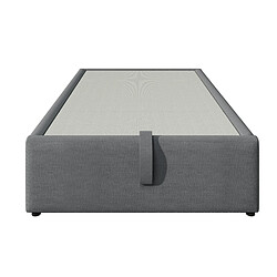 KOMHTOM Lit 90x200 cm, rangement hydraulique, USB-C, sommier lattes bois massif, gris pas cher