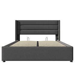 KOMHTOM Lit Coffre Hydraulique 160x200 Gris,Tête 3 Panneaux Design,Sangle Levage,Grand Rangement pas cher