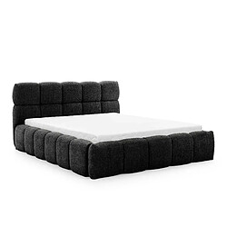 Casanova Lit coffre tissu bouclette Noir 200x200