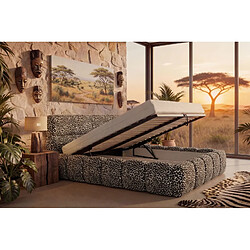 Casanova Lit coffre tissu imprimé animalier Blanc 160x200cm pas cher