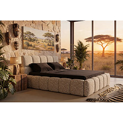 Casanova Lit coffre tissu imprimé animalier Beige 140x200