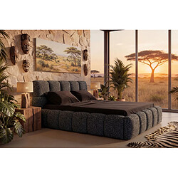 Casanova Lit coffre tissu imprimé animalier Noir 140x200