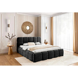 Casanova Lit coffre tissu bouclette Noir 200x200