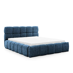 Casanova Lit coffre tissu bouclette Bleu foncé 200x200