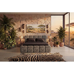 Avis Casanova Lit coffre tissu imprimé animalier Blanc 160x200cm