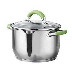 Swisgold Marmite Inox 24cm avec Couvercle en Verre et Poignées Isolantes Argent
