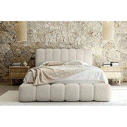 Avis Casanova Lit coffre tissu chenille 200x200cm Beige