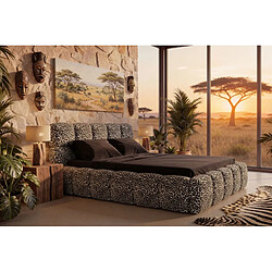 Casanova Lit coffre tissu imprimé animalier Blanc 140x200