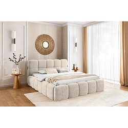 Casanova Lit coffre tissu bouclette Beige 200x200