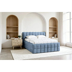 Casanova Lit coffre tissu bouclette Bleu 200x200