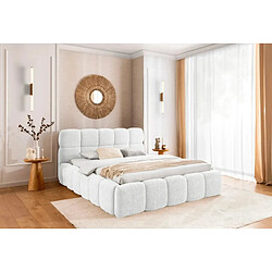 Casanova Lit coffre tissu bouclette Blanc 200x200