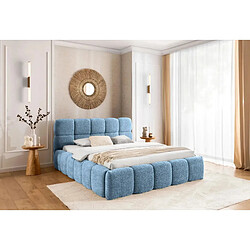 Casanova Lit coffre tissu bouclette Bleu 200x200