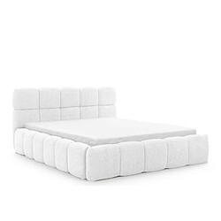 Casanova Lit coffre tissu bouclette Blanc 200x200