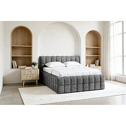 Casanova Lit coffre tissu bouclette Gris foncé 200x200