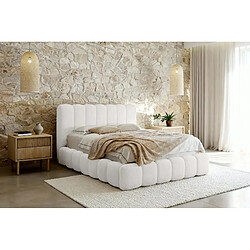Casanova Lit coffre tissu chenille Blanc 200x200